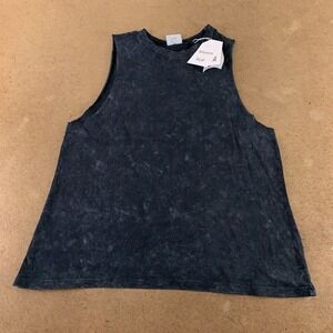 Bloom + Pop Women's Size Large Black Washed Crew Neck Sleeveless Tank Top NWT